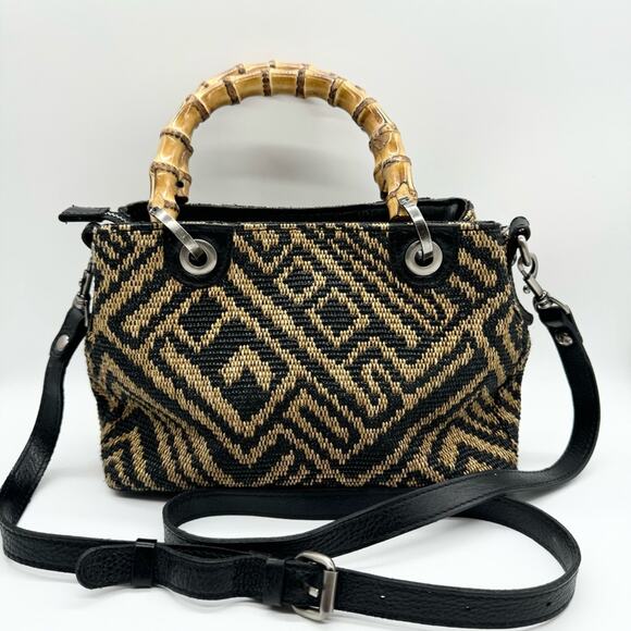 Patricia Nash Empoli Satchel With Bamboo Handle In Tribal Weave Pattern Mid-Size - Picture 7 of 13